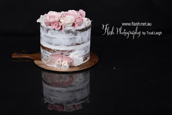 21st Naked Raw Buttercake with Peony Gum Paste flowers